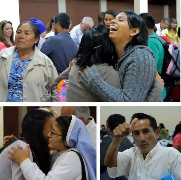 Missionaries host a dinner for staff members of Santisimo Sacramento and their families.
